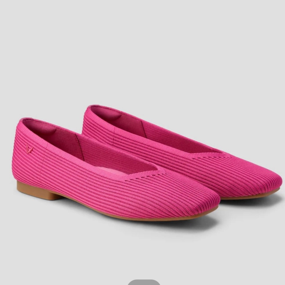 Women's Pink Ribbed Ballet Flats